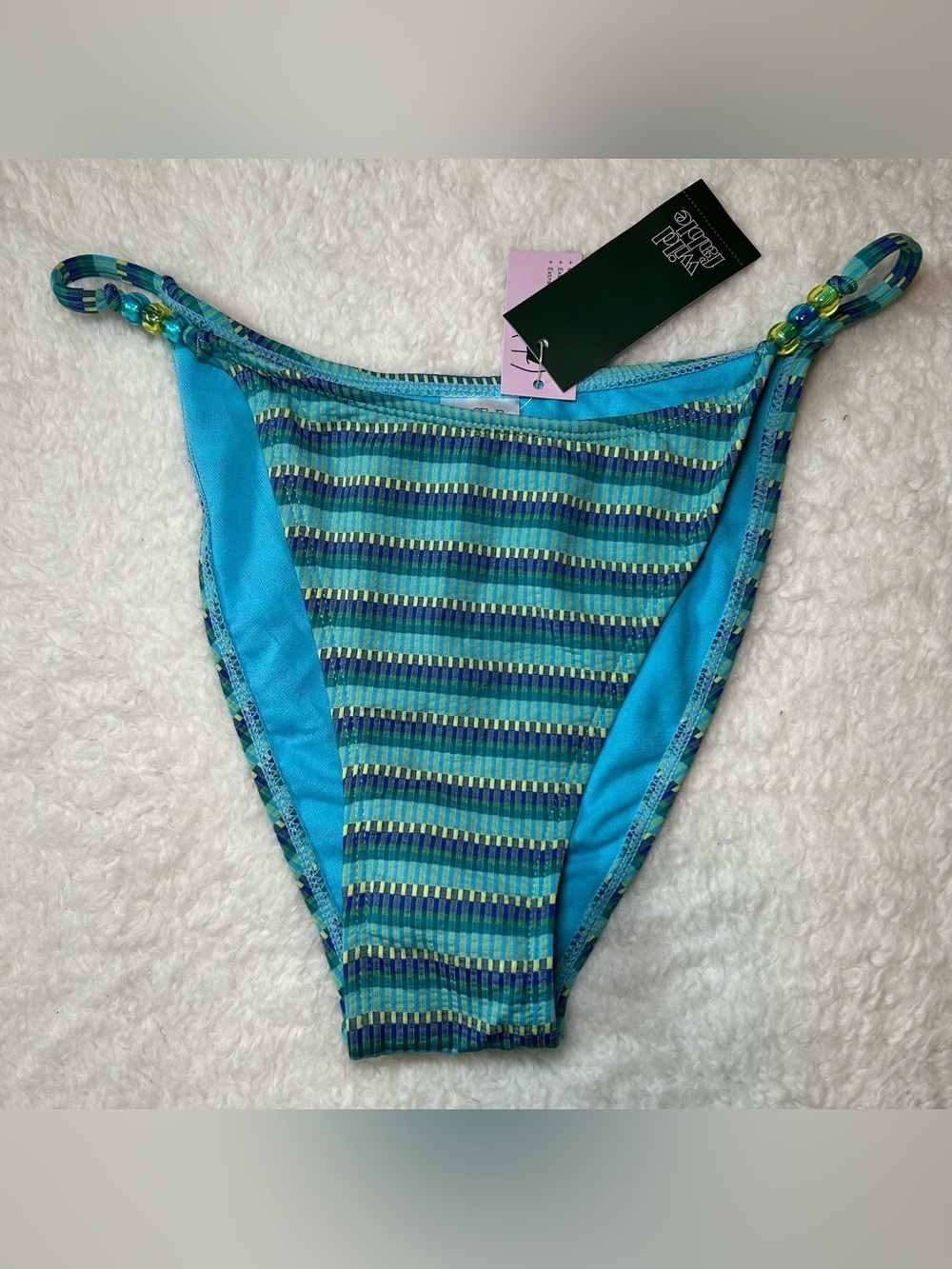 Wild Fable Women’s Low Rise Extra Cheeky Striped Bikini Bottoms Medium NEW